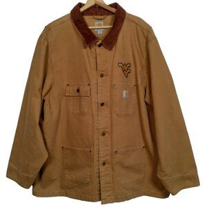 Carhartt Chore Jacket WVU Mountaineers 2XL Brown Duck Canvas 101322 211 Work